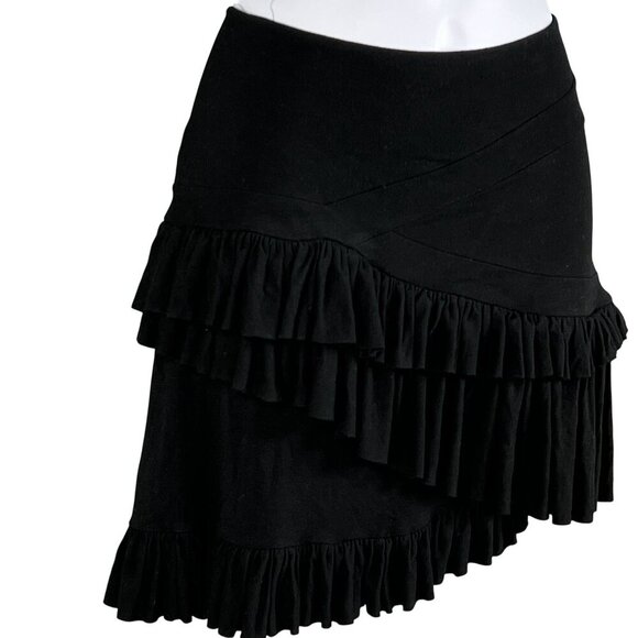 Altuzarra Womens 38/ Large Black Ruffled Asymmetrical Soft Skirt Made In France - Picture 2 of 14